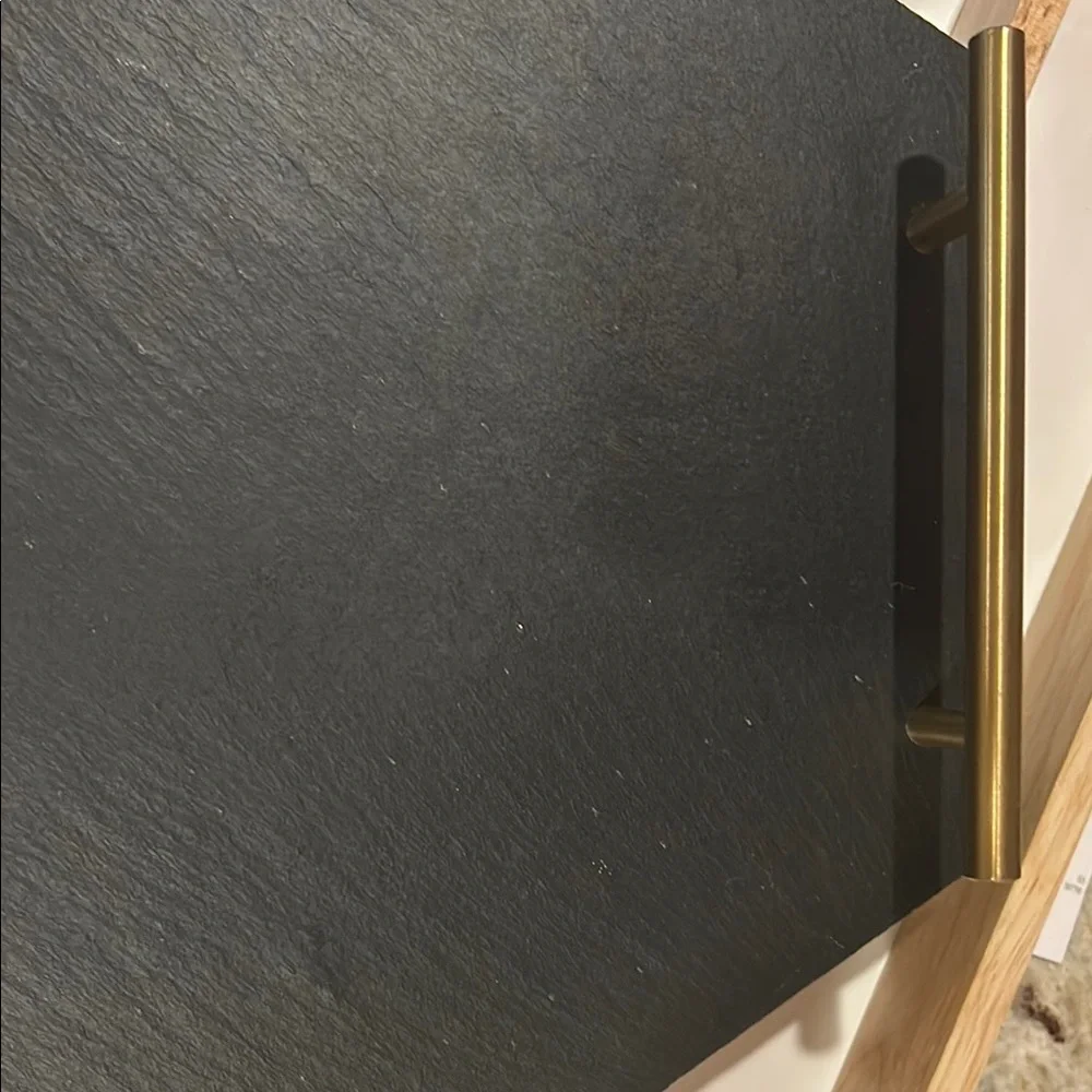 Chic Black Hexagonal Tray with Gold Handles